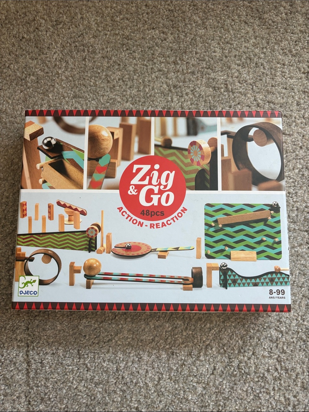 Zig & Go Action-Reaction Marble Run Game - Green/Brown Accent